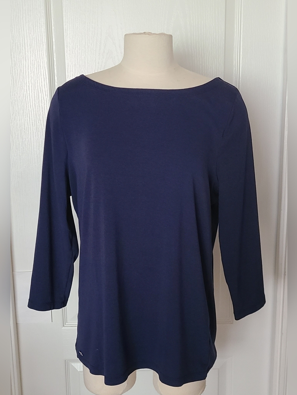 Lilly Pulitzer Halee Tee Shirt Boat Neck 3/4-Sleeve Low Tide Navy Sz XXL - Picture 3 of 14